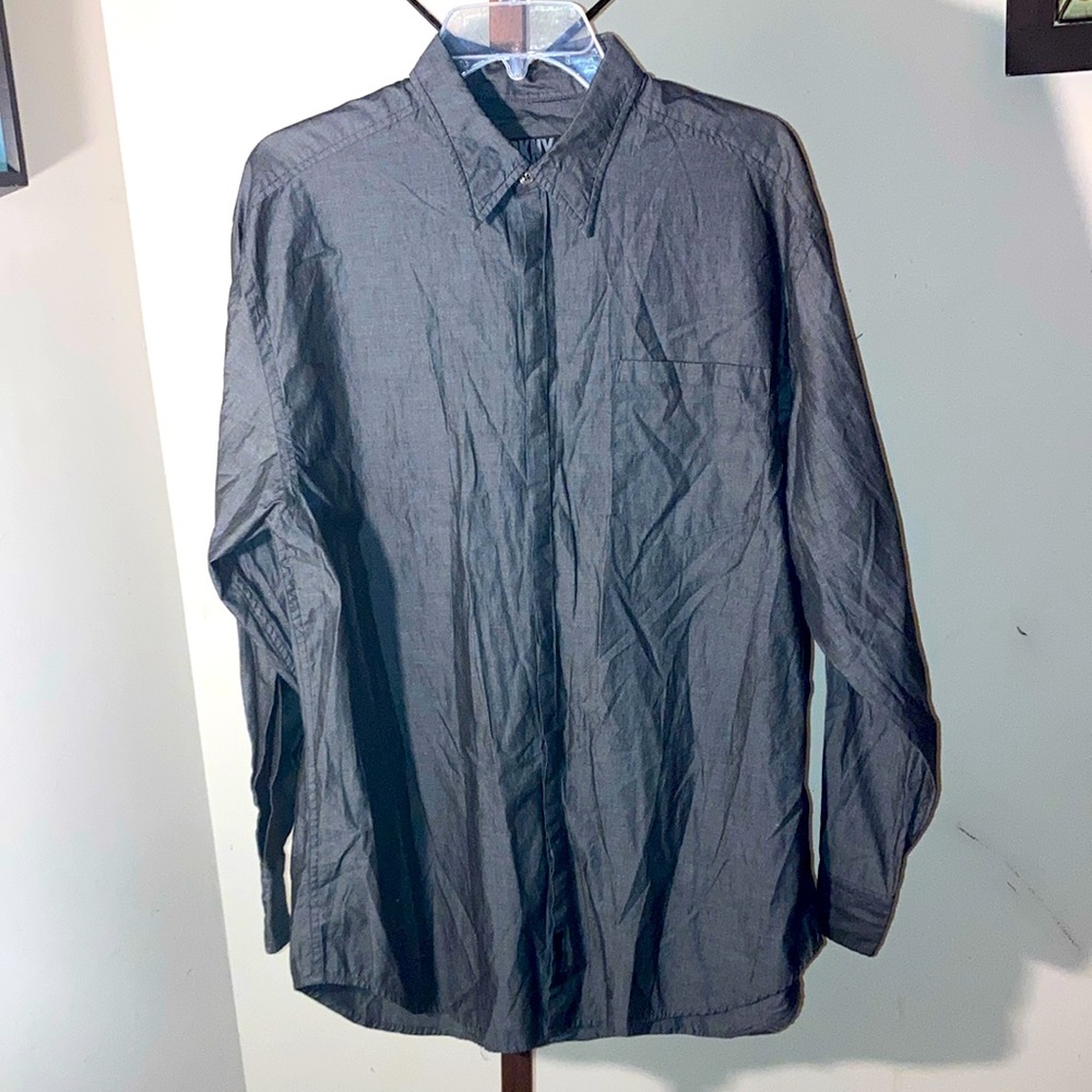 DKNY | Men’s Charcoal Gray Long Sleeve Dress/Casual Shirt - Size 16R